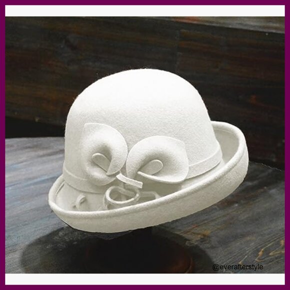 Vintage Wool Felt Bucket Cloche Bowler Hat Church Wedding  display picture 1